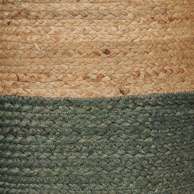 REDEARTH · Cylindrical Pouf Foot Stool Ottoman - Jute Braided Pouffe Poof Accent Sitting Footrest for The Living Room, Bedroom, Nursery, Patio, Lounge - Set of 2 (14.5”x14.5”x16”; Natural Olive)-Ruum Studio Home
