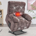 Lay Flat Recliner with Vibration Massage and Lumbar Heating, 26" Wide Recliner with Infinite Position and 2 Remote Controls, Soft Chenille Lift Chair for Living Room, Chocolate-Ruum Studio Home