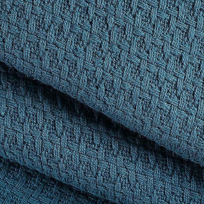 Elvana Home 100% Cotton Bed Blanket, Breathable Bed Blanket King Size, Cotton Thermal Blankets King, Perfect for Layering Any Bed for All Season, Teal Green-Ruum Studio Home