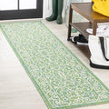 JONATHAN Y Vintage Filigree Indoor Outdoor Runner Rug 2X10 Green/Ivory, Charleston Textured Weave for Backyard, Patio, Porch, Easy-Cleaning, High Traffic, Pet-Friendly, Non-Shedding (SMB106K-210)-Ruum Studio Home