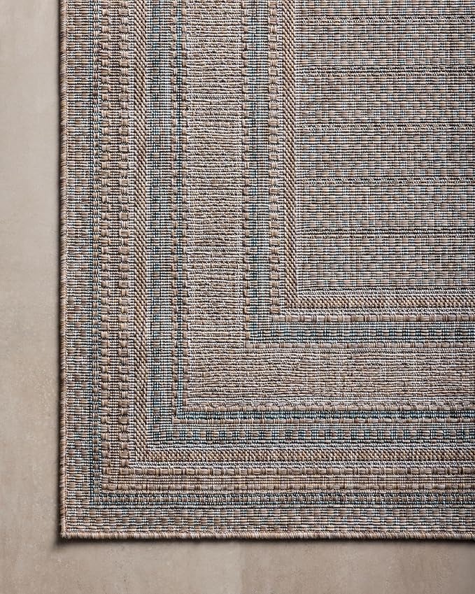 Loloi Amber Lewis Topanga Collection TOP-05 Natural/Teal 9'-2" x 12'-0" Indoor/Outdoor Area Rug-Ruum Studio Home