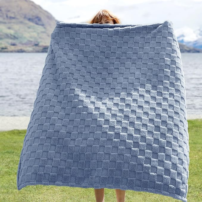 Bedsure GentleSoft Ashley Blue Throw Blanket for Couch - Checkered Fleece Blankets Gifts for Women Men Girls, Cute Soft Cozy Throw for Bedroom Home Decor Gifts, 50x60 Inches-Ruum Studio Home