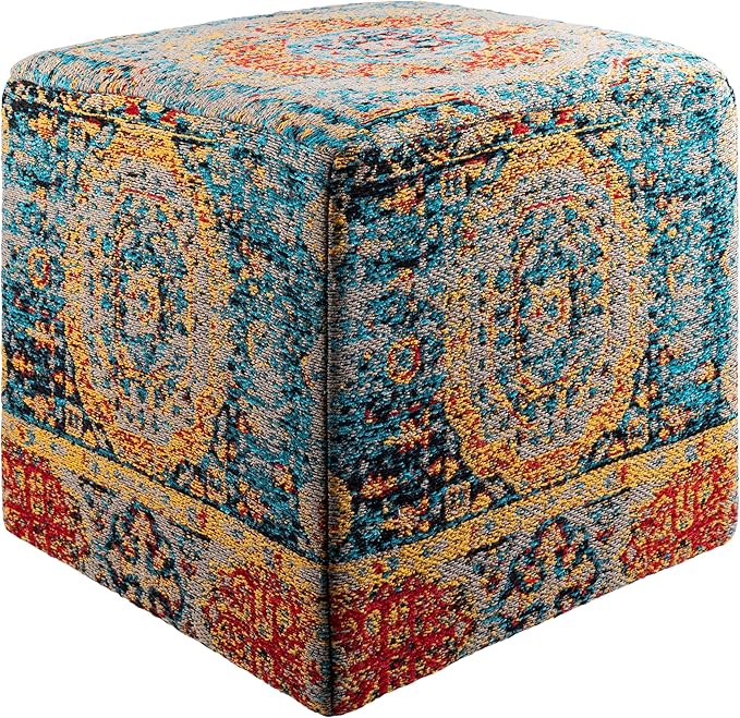 Mark&Day Pouf Ottoman, Kaltenleutgeben Traditional Saffron Cube Pouf Foot Rest for Living Room, Bedroom and Boho Home Decor (18"x18"x18")-Ruum Studio Home