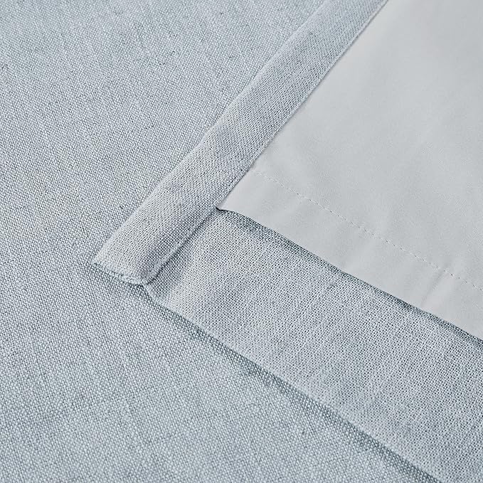 Vision Home Blue Fog Pinch Pleated Full Blackout Curtains Linen Blended Room Darkening Window Curtains 120 inch for Living Room Bedroom Thermal Insulated Pinch Pleat Drapes with Hooks 60" Wx120 Lx1-Ruum Studio Home