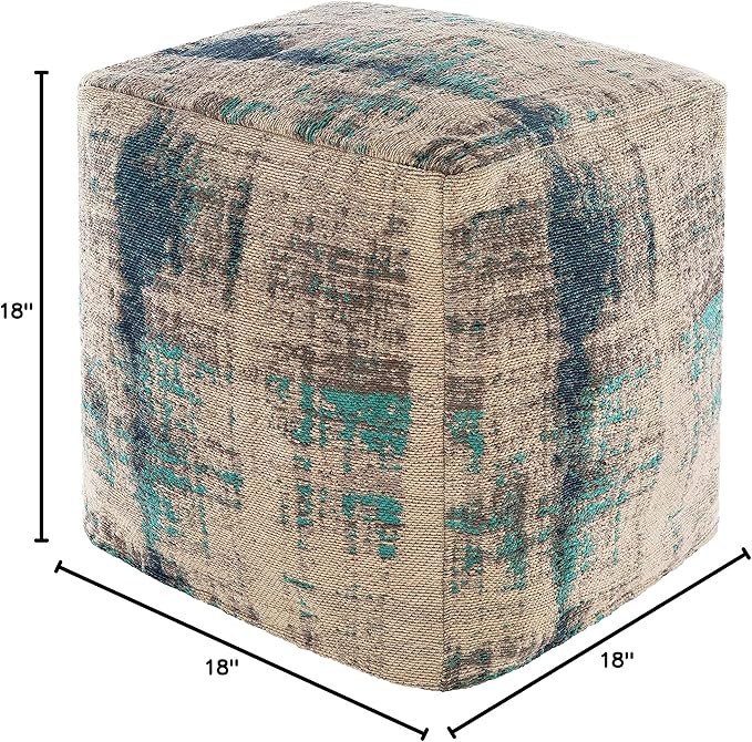 Mark&Day Pouf Ottoman, Puchenstuben Modern Aqua Cube Pouf Foot Rest for Living Room, Bedroom and Boho Home Decor (18"x18"x18")-Ruum Studio Home