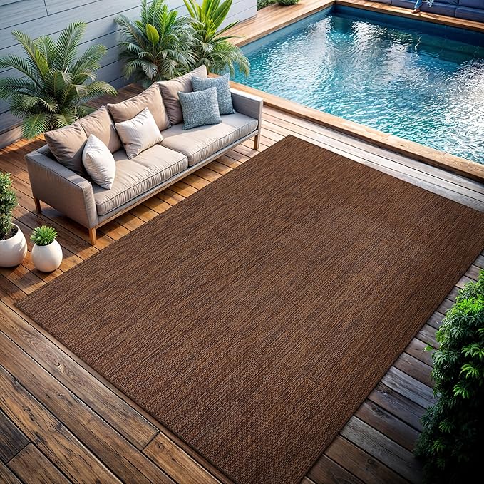 CAMILSON Outdoor Rug 9x12 Modern Area Rugs for Large Indoor and Outdoor Patios and Porches - Waterproof, Washable, Non-Shedding, Easy-to-Clean Outside Carpet (9 x 12, Solid - Gold)-Ruum Studio Home
