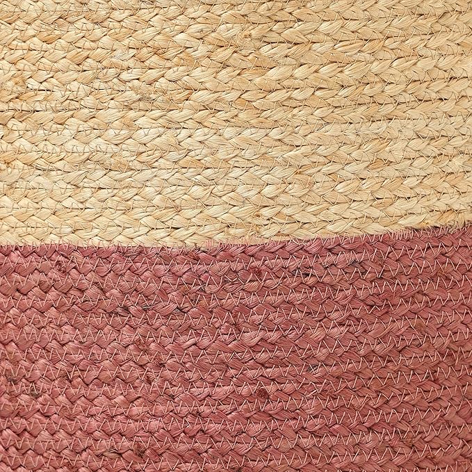 REDEARTH · Cylindrical Pouf Foot Stool Ottoman - Jute Braided Pouffe Poof Accent Sitting Footrest for Living Room, Bedroom, Nursery, Patio, Lounge & Other Rooms (Natural Rust, 18"x18"x14")-Ruum Studio Home