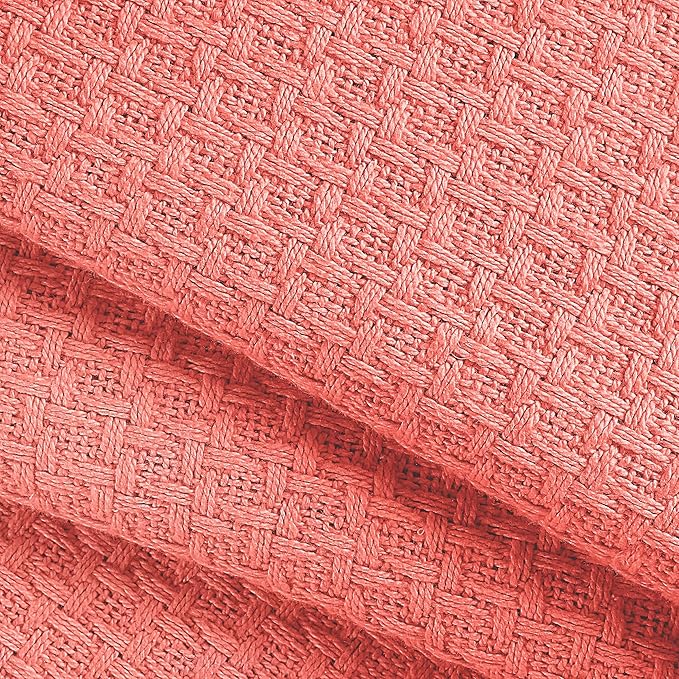 BELIZZI HOME 100% Cotton Bed Blanket, Breathable Bed Blanket Twin Size, Cotton Thermal Blankets Twin, Perfect for Layering Any Bed for All Season, Coral-Ruum Studio Home
