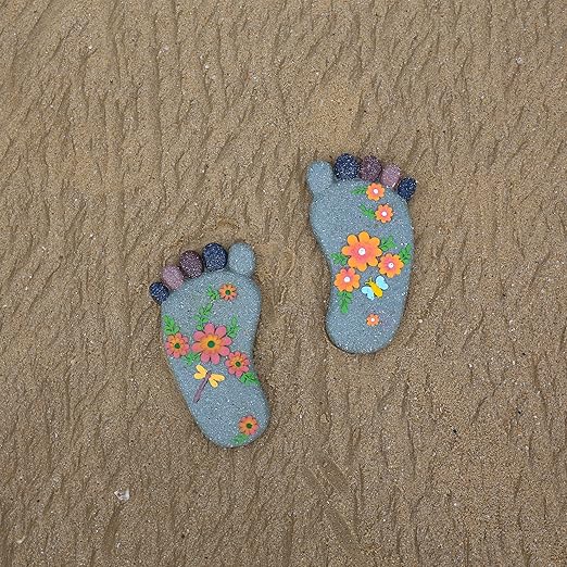 Stepping Stones - Resin Footprint Shaped Set of 2 (Light Gray)-Ruum Studio Home