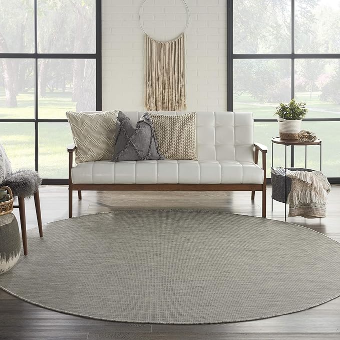 Nourison Home Positano 8' x Round Light Gray Fabric Modern Area Rug (8' Round)-Ruum Studio Home