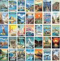 97 Decor Vintage Travel Decor - Travel Posters Wall Art Prints, Vintage Postcards from Around The World, City Landscape Aesthetic Pictures Retro Popular Cities Photo Collage Kit for Teen Bedroom (4x6)-Ruum Studio Home