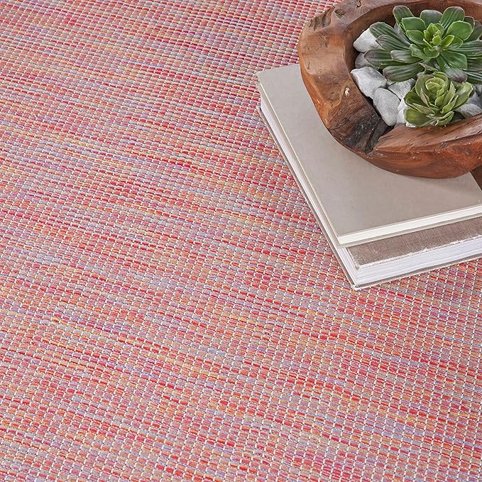 Nourison Home Positano Indoor/Outdoor Rainbow 9' x 12' Area Rug, Easy Cleaning, Non Shedding, Bed Room, Living Room, Dining Room, Backyard, Deck, Patio (9x12)-Ruum Studio Home