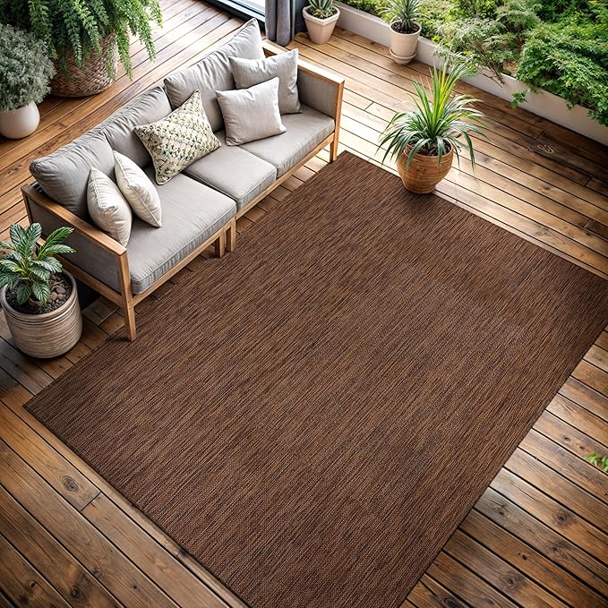 CAMILSON Outdoor Rug 5x7 Modern Area Rugs for Indoor and Outdoor Patios and Porches - Waterproof, Washable, Non-Shedding, Easy-to-Clean Outside Carpet (5 x 7, Solid - Gold)-Ruum Studio Home