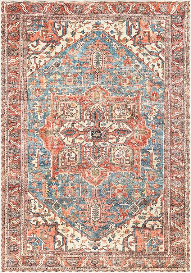 Keen Home Design 9x12 Rug - Machine Washable Area Rug with Non-Slip Backing, Ideal for Living Room, Dining Room, Bedroom - Vintage, Easy Clean, Durable, Low Pile Rug - (9' x 12')-Ruum Studio Home
