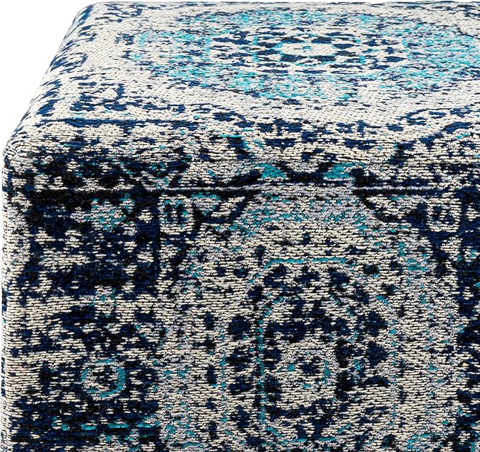 Mark&Day Pouf Ottoman, Kaltenleutgeben Traditional Teal Cube Pouf Foot Rest for Living Room, Bedroom and Boho Home Decor (18"x18"x18")-Ruum Studio Home