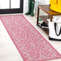 JONATHAN Y Vintage Filigree Indoor Outdoor Runner Rug 2X10 Fuchsia/Light Gray, Charleston Textured Weave for Backyard, Patio, Porch, Easy-Cleaning, Pet-Friendly, Non-Shedding (SMB106J-210)-Ruum Studio Home