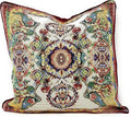 Tache Cushion Cover 18x18 Rococo Elegant Ornate Ivory Colorful Paisley Cotton Linen Tapestry Woven Decorative Throw Pillow Cover, 1 Piece-Ruum Studio Home