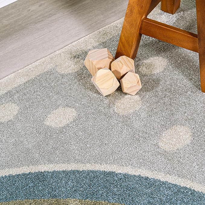 JONATHAN Y Machine-Washable Gray/Ivory/Yellow Runner Rug, 2x8, Minha Rainbow Dots, Kids & Novelty, Casual, Classic, Bedroom, Kitchen, Living Room, Easy-Cleaning, Non-Shedding (KDW102A-28)-Ruum Studio Home