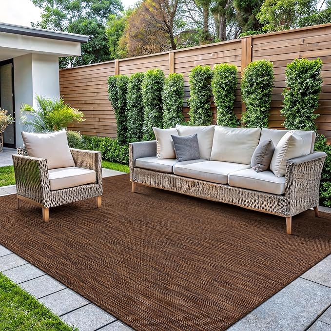 CAMILSON Outdoor Rug 8x10 Modern Area Rugs for Indoor and Outdoor Patios and Porches - Waterproof, Washable, Non-Shedding, Easy-to-Clean Outside Carpet (8 x 10, Solid - Gold)-Ruum Studio Home