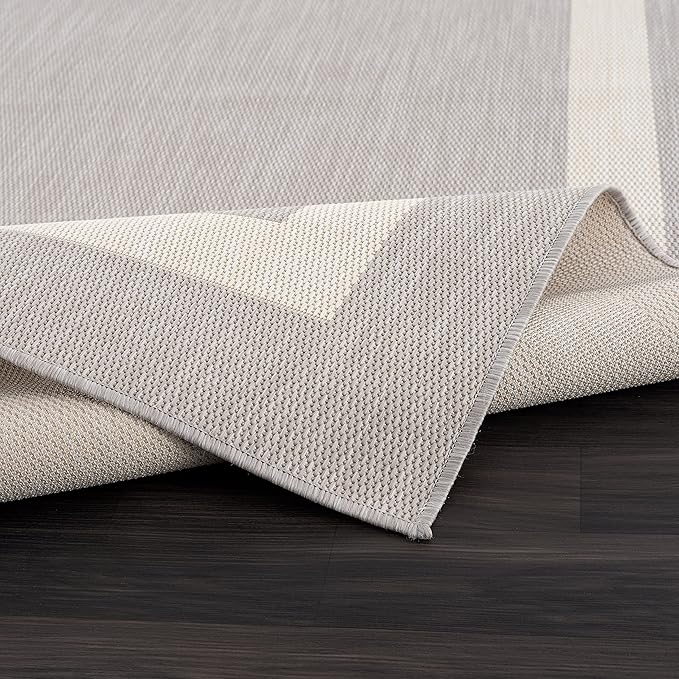 CAMILSON Outdoor Rug 9x12,Large Modern Outside Rugs for Patios Porches Waterproof Durable Washable Non-Shedding, Easy-to-Clean Indoor Outdoor Area Carpet (9 x 12, Bordered - Gray/White)-Ruum Studio Home