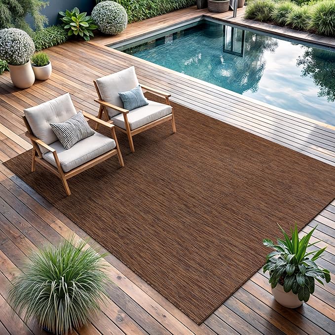 CAMILSON Outdoor Rug 5x7 Modern Area Rugs for Indoor and Outdoor Patios and Porches - Waterproof, Washable, Non-Shedding, Easy-to-Clean Outside Carpet (5 x 7, Solid - Gold)-Ruum Studio Home