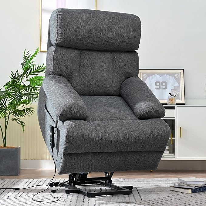 Power Lift Chair Recliners for Elderly, Overstuffed Electric Lift Recliner Chair with Widened Footrest Side Packets for Living Room Bedroom-Ruum Studio Home