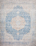 Loloi Layla Collection LAY-07 Blue/Tangerine 2'-3" x 3'-9" .13" Thick Accent Rug, Soft, Durable, Vintage Inspired, Distressed, Low Pile, Non-Shedding, Easy Clean, Printed, Living Room Rug-Ruum Studio Home