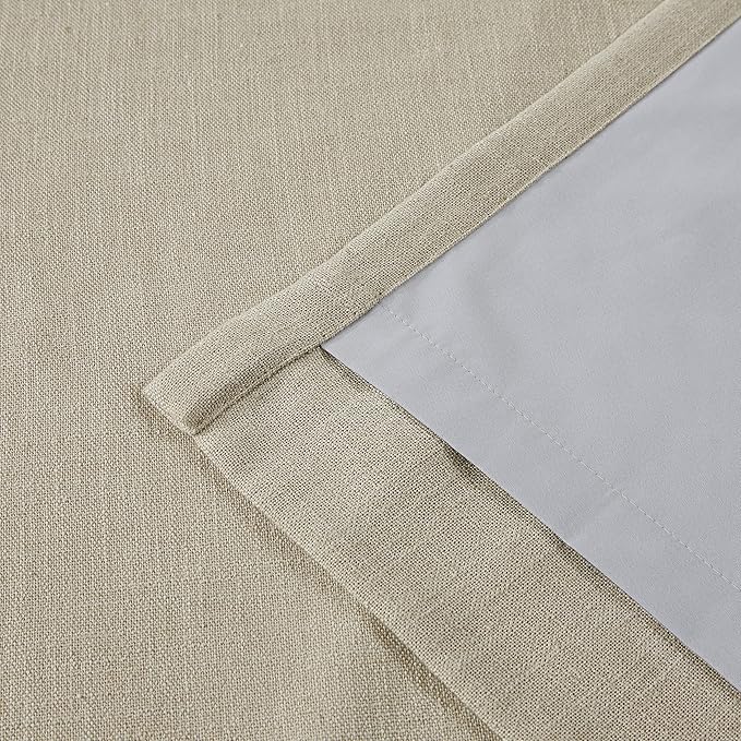 Vision Home Sand Pinch Pleated Full Blackout Curtains Linen Blended Room Darkening Window Curtains 112 inch for Living Room Bedroom Thermal Insulated Pinch Pleat Drapes with Hooks 40" Wx112 Lx2-Ruum Studio Home