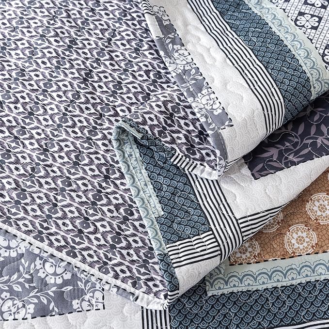 NEWLAKE Quilt Bedspread Sets - Bohemian Farmhouse Pattern Reversible Coverlet Set, Queen Size-Ruum Studio Home
