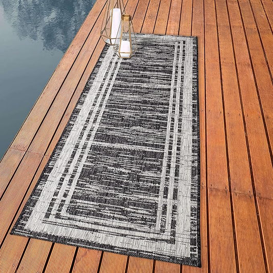 Keen Home Design Outdoor Runner Rug - 2x8 Washable Indoor/Outdoor Rug for Patio, Balcony, Kitchen, Garden, Beach, Deck and Porch. Size: 2'2" x 7'7"-Ruum Studio Home