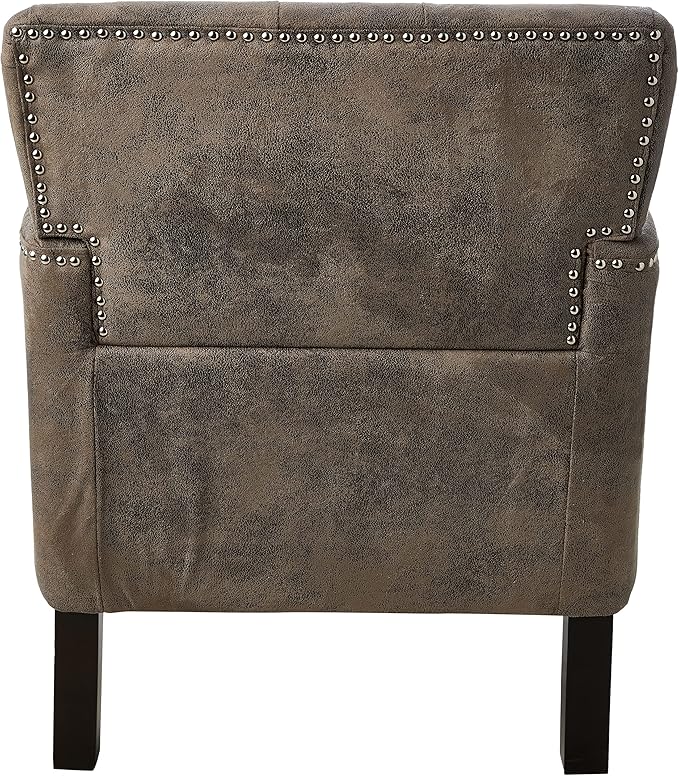 Christopher Knight Home GDFStudio Medford Brown Tufted Club Chair, Fabric Accent Chair with Studded Nailhead Accents-Ruum Studio Home
