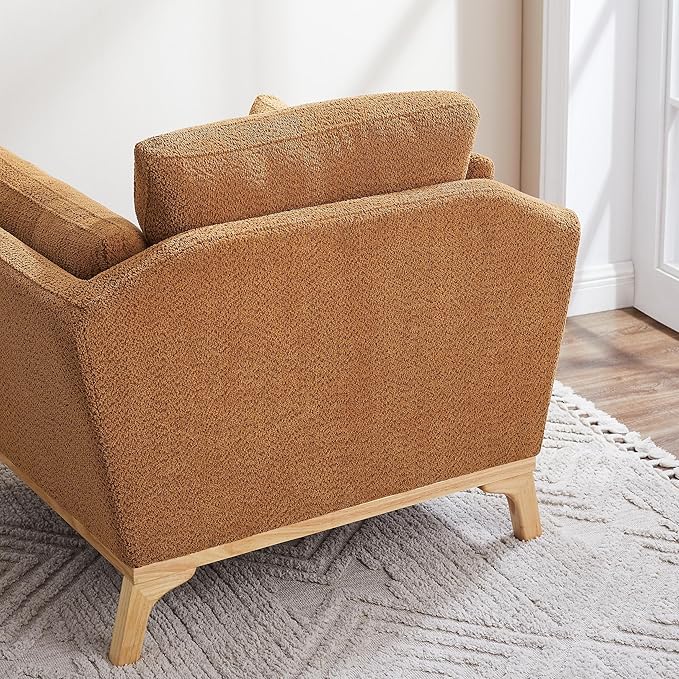 Large-Sized Accent Chair, Thick Cushion Bedroom Reading Chair, Comfortable Living Room Single Sofa， Boucle Curry-Ruum Studio Home