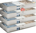Under Bed Storage Containers with Window, Closet Organizers and Storage Bags, Foldable Underbed Storage Bags for Blankets, Clothing, Comforter, Linen Sheets, Wrapping Paper, 4 Pack, Grey-Ruum Studio Home