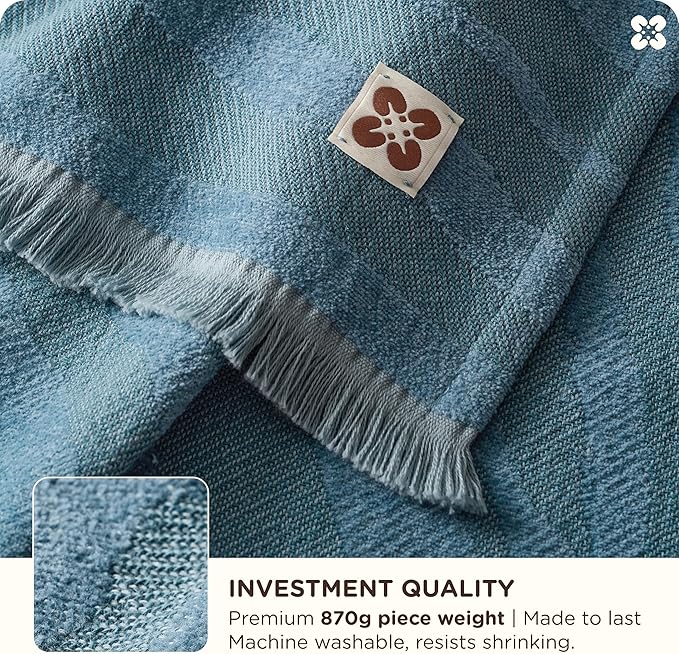Bedsure 100% Cotton Throw Blanket for Couch - Chenille Woven Textured Blanket Gifts for Women, Cozy and Soft for All Seasons, Home Decor Boho Throw for Bed, Sofa, Tapestry, 50x60 Inches-Ruum Studio Home