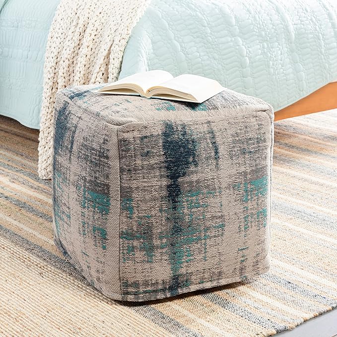 Mark&Day Pouf Ottoman, Puchenstuben Modern Aqua Cube Pouf Foot Rest for Living Room, Bedroom and Boho Home Decor (18"x18"x18")-Ruum Studio Home