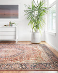 Loloi Layla Collection LAY-08 Red/Navy 5'-0" x 7'-6" .13" Thick Area Rug, Soft, Durable, Vintage Inspired, Distressed, Low Pile, Non-Shedding, Easy Clean, Printed, Living Room Rug-Ruum Studio Home