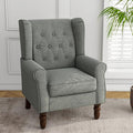 Lumibee High Back Accent Chair,Upholstered Wingback Armchair with Solid Wood Legs for Small Spaces,Comfy Single Sofa Chair for Living Room,Bedroom,Office-Gray-Ruum Studio Home