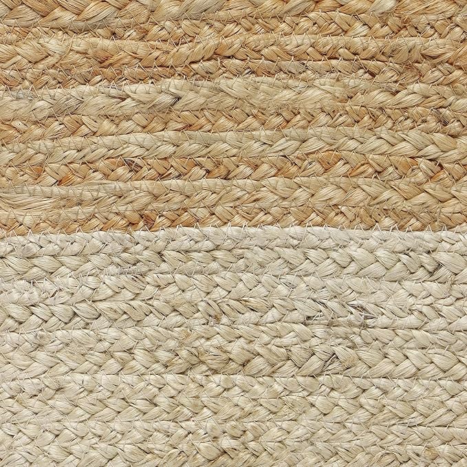 REDEARTH · Cube Pouf Ottoman - Braided Pouffe Accent Sitting Square Footrest for Living Room, Bedroom, Nursery, kidsroom, Patio, Gym; 100% Jute (14.5"x14.5"x16"; Natural Ivory)-Ruum Studio Home