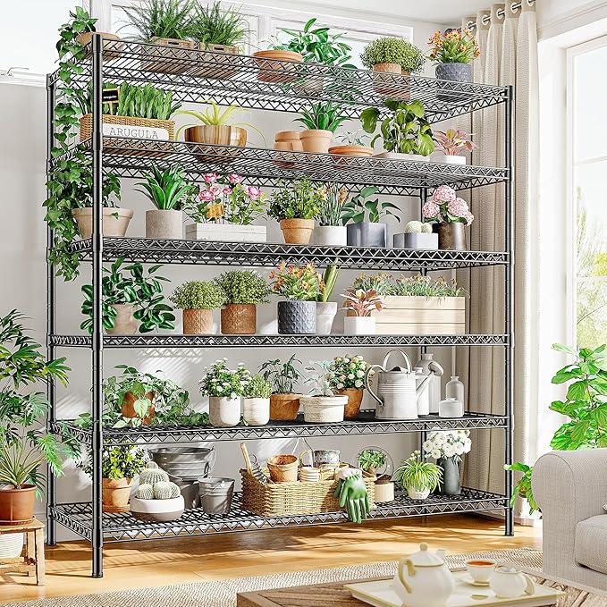 REIBII 83" H Storage Shelves 3840LBS Metal Shelving Unit 6 Tier Wire Shelving Commercial Adjustable Garage Shelving Heavy Duty for Storage Rack for Pantry, Garage, Kitchen, 83" H x 55.5" W x 18" D-Ruum Studio Home