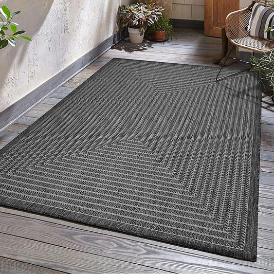Adiva Rugs Outdoor Indoor Area Rug, Weather Resistant, Easy to Clean, Stain Resistant Floor Mat for Dining Room, Backyard, Deck, Patio (Pebble Weiss, 8' x 10')-Ruum Studio Home