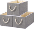 Yawinhe Foldable Fabric Storage Cubes 3-Pack, Collapsible Bins with Rope Handle, Large Closet Organizers for Shelves, Closets, Clothes, 14.96''Lx9.84''Wx8.26''H, Grey-Ruum Studio Home