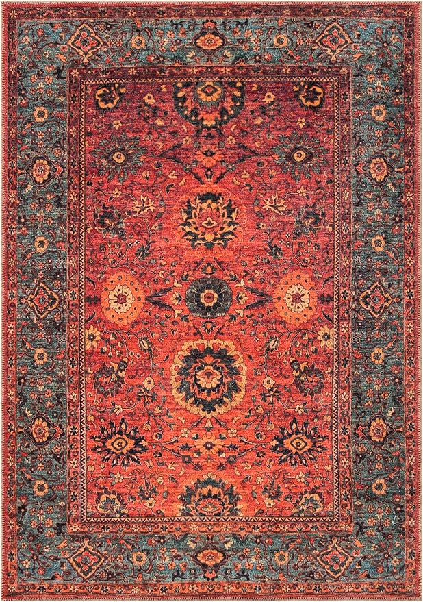 Keen Home Design 10x14 Rug - Machine Washable Area Rug with Non-Slip Backing, Ideal for Living Room, Dining Room, Bedroom - Vintage, Easy Clean, Durable, Low Pile Rug - (9'7" x 14')-Ruum Studio Home