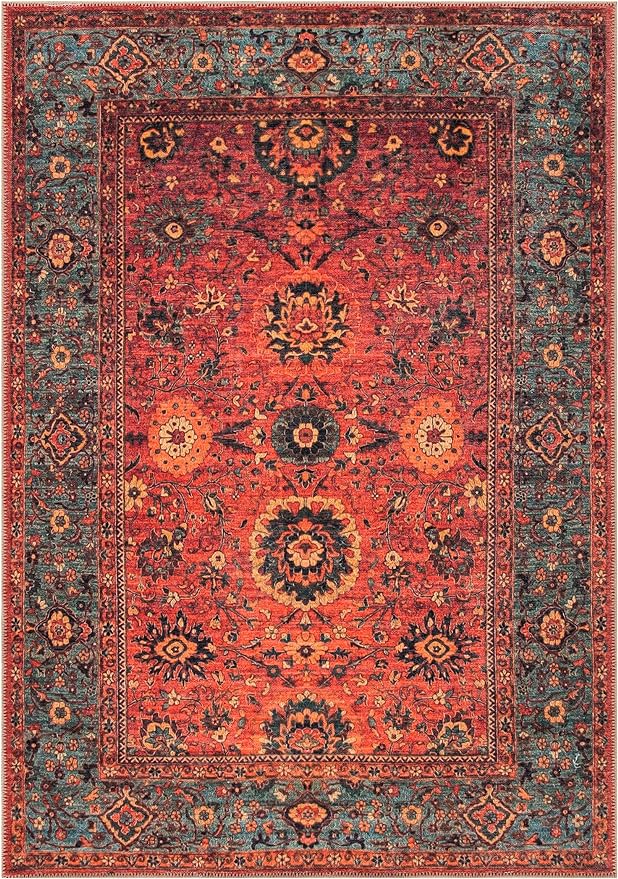 Keen Home Design 5x7 Rug - Machine Washable Area Rug with Non-Slip Backing, Ideal for Living Room, Dining Room, Bedroom - Vintage, Easy Clean, Durable, Low Pile Rug - (5' x 7')-Ruum Studio Home