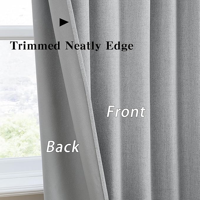 RAIN CITY Grey Blackout Curtains&Drapes 100 Inch Long, Back Tab Pinch Pleated Look Draperies with Hooks Thermal Curtains for High Living Room Sliding Door 50 Wide Set of 2-Ruum Studio Home