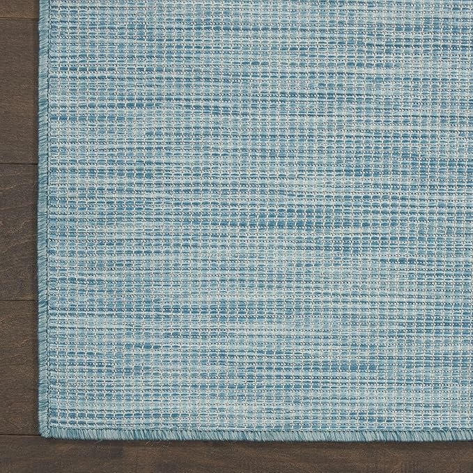 Nourison Positano Indoor-Outdoor Aqua 4' x 6' Area Rug, Easy Cleaning, Non Shedding, Bed Room, Living Room, Dining Room, Backyard, Deck, Patio (4x6)-Ruum Studio Home