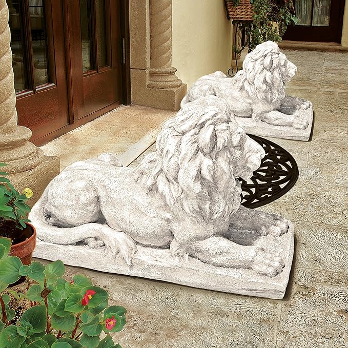 Design Toscano Lyndhurst Manor Lion Sentinel Statue: Set of Two-Ruum Studio Home