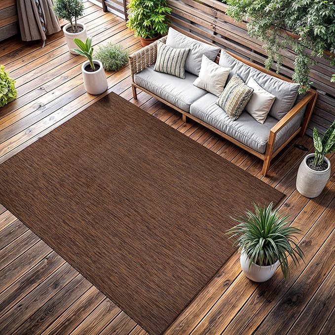 CAMILSON Outdoor Rug 8x10 Modern Area Rugs for Indoor and Outdoor Patios and Porches - Waterproof, Washable, Non-Shedding, Easy-to-Clean Outside Carpet (8 x 10, Solid - Gold)-Ruum Studio Home