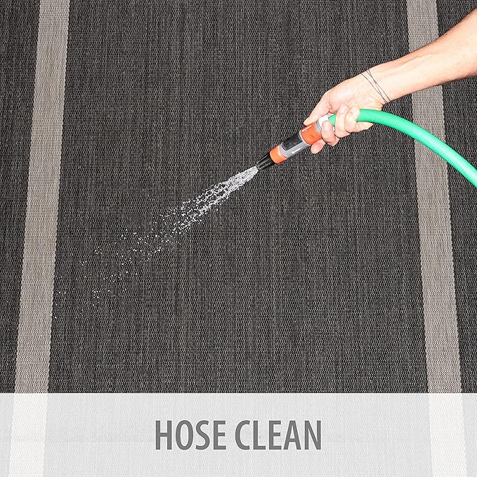 CAMILSON Outdoor Rug 9x12, Large Modern Outside Rugs for Patios Porches Waterproof Durable Washable Non-Shedding, Easy-to-Clean Indoor Outdoor Area Carpet (9 x 12, Bordered - Dark Gray/Light Gray)-Ruum Studio Home