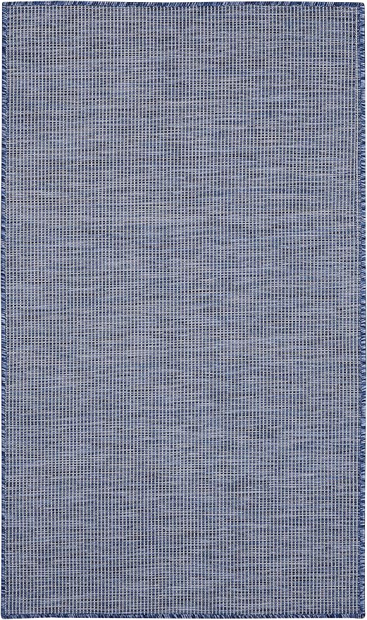 Nourison Positano Indoor/Outdoor Navy Blue 3' x 5' Area Rug, Easy Cleaning, Non Shedding, Bed Room, Living Room, Dining Room, Backyard, Deck, Patio (3x5)-Ruum Studio Home