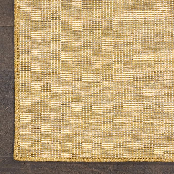 Nourison Home Positano Yellow 9' x 12' Area Rug, Modern, Solid, Indoor/Outdoor, Easy Cleaning, Non Shedding, Bed Room, Living Room, Deck, Backyard-Ruum Studio Home
